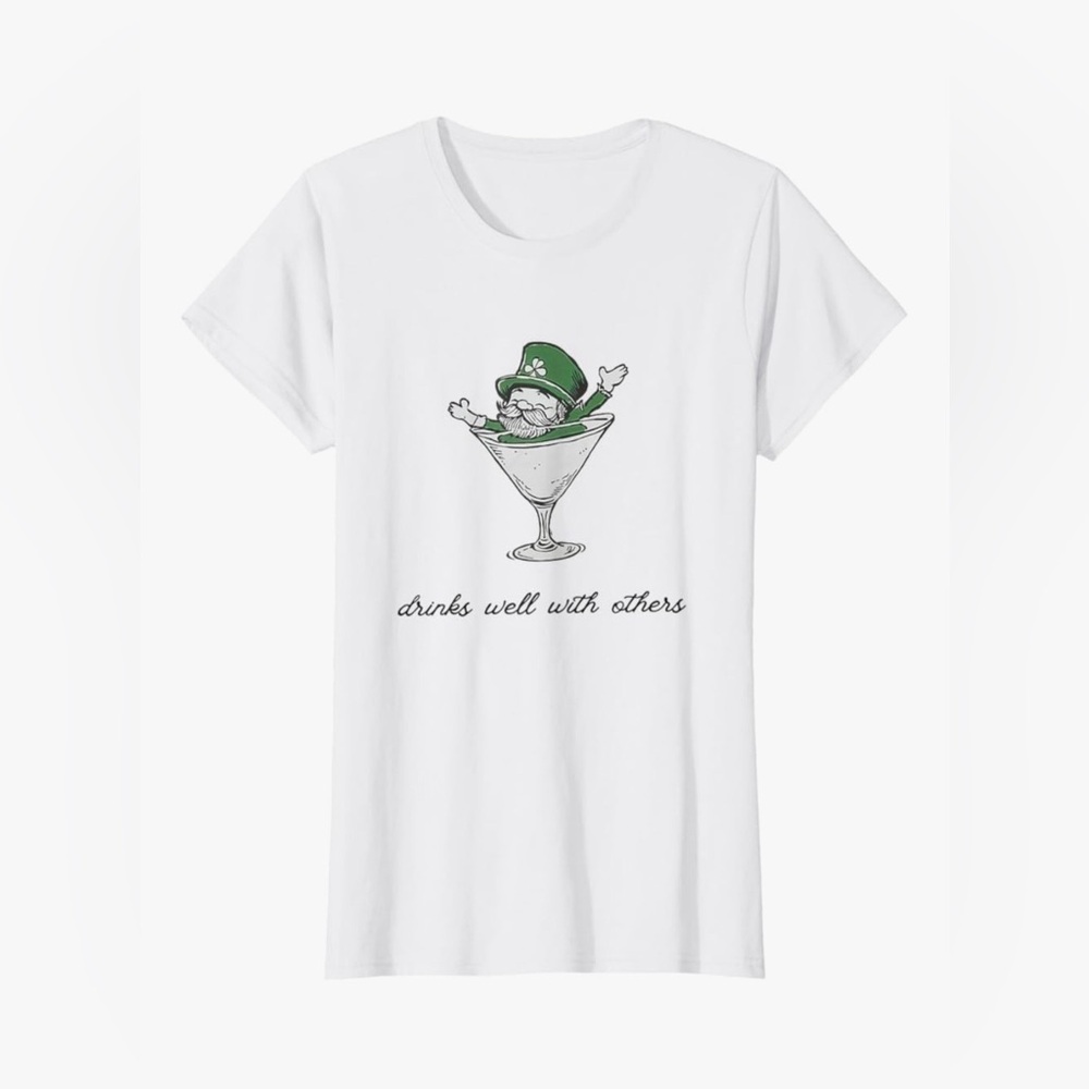 White T-Shirt with Green Graphic